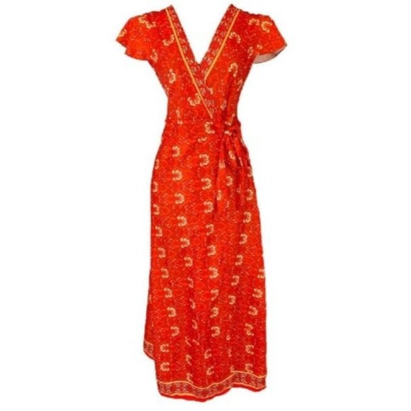 Charlie Charlie Charlotte Red Kimono Wrap Maxi Dress Women’s M - Picture 5 of 12